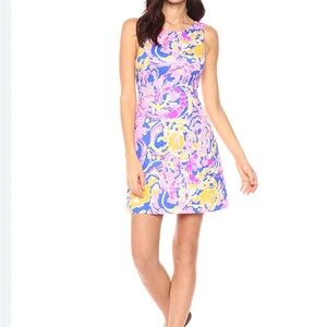 Lilly Pulitzer Courtney Shift Dress Brilliant Catch & Release Tie Back Womens 0